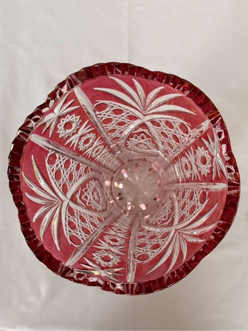 Vintage Cristal D'Arques Durand Chesnay Rubis Cut to Clear Crystal Vase 11" - Picture 5 of 10